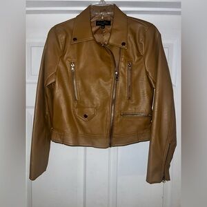 Love Tree Women's Tan Faux Leather Jacket
